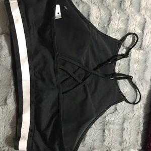 Hollister Black Hi-Neck Strappy Sports Bra